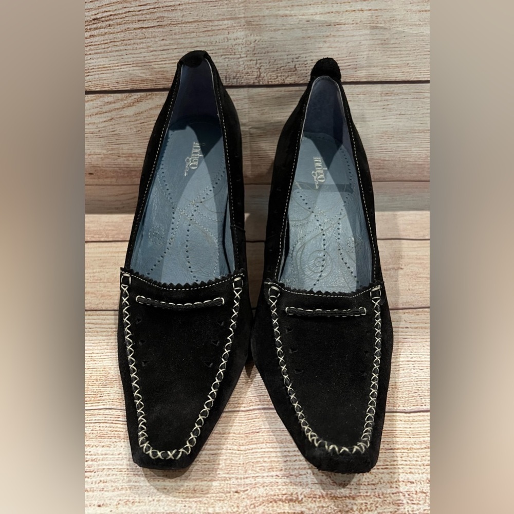 Clarks Indigo SIZE 8.5 Black Suede Heels Pumps Classic Women's Shoes Pointy Toe